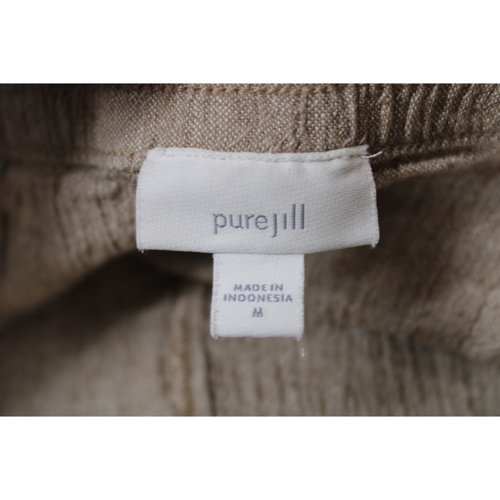 Pure J Jill M Brown Crinkle Linen Cotton Pull On High Rise Crop Drawstring Pants - Picture 5 of 7